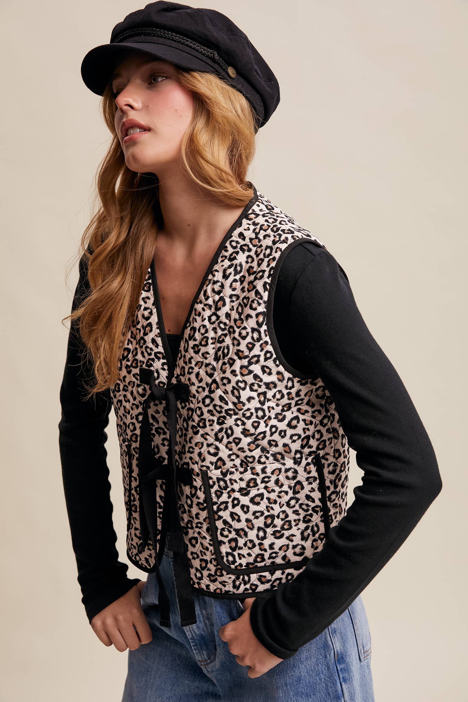 Leopard Print Quilted Vest LVT020