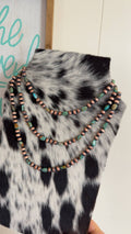 #118 8mm Copper Pearls & Genuine Turquoise 