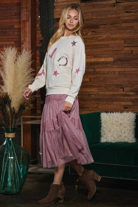 Cowboy Glitter Printed Sweatshirt