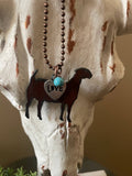 Rustic Show GOAT necklace love heart charm and turq bead
