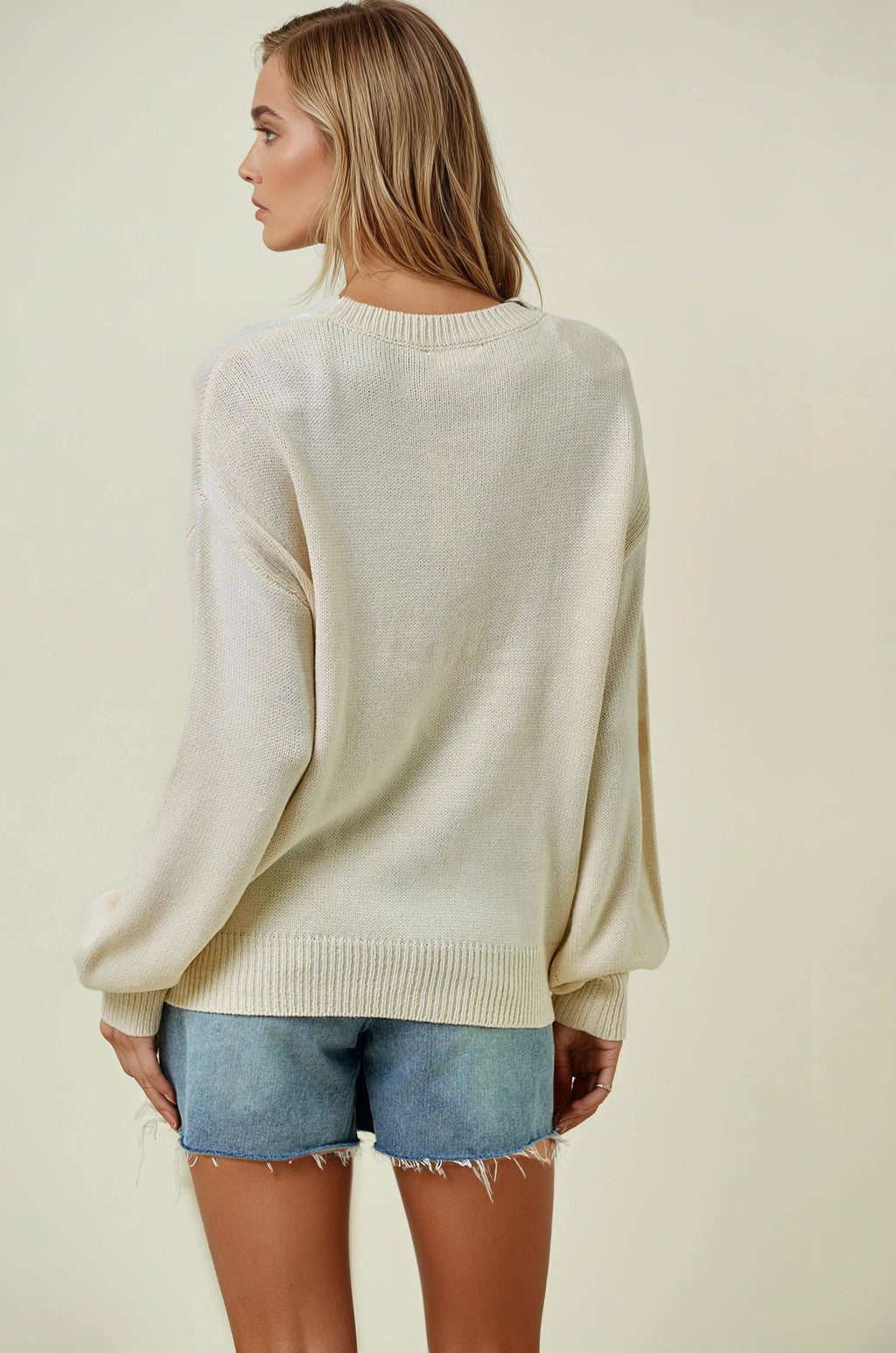 LE WEEKEND EMBROIDERED OVERSIZED SWEATER - 43995T-5
