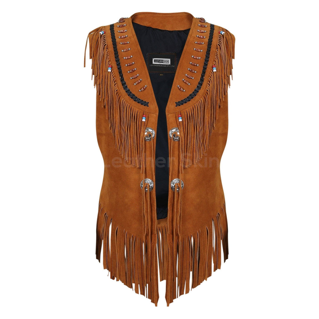 Women's Suede Leather Vest with Fringes