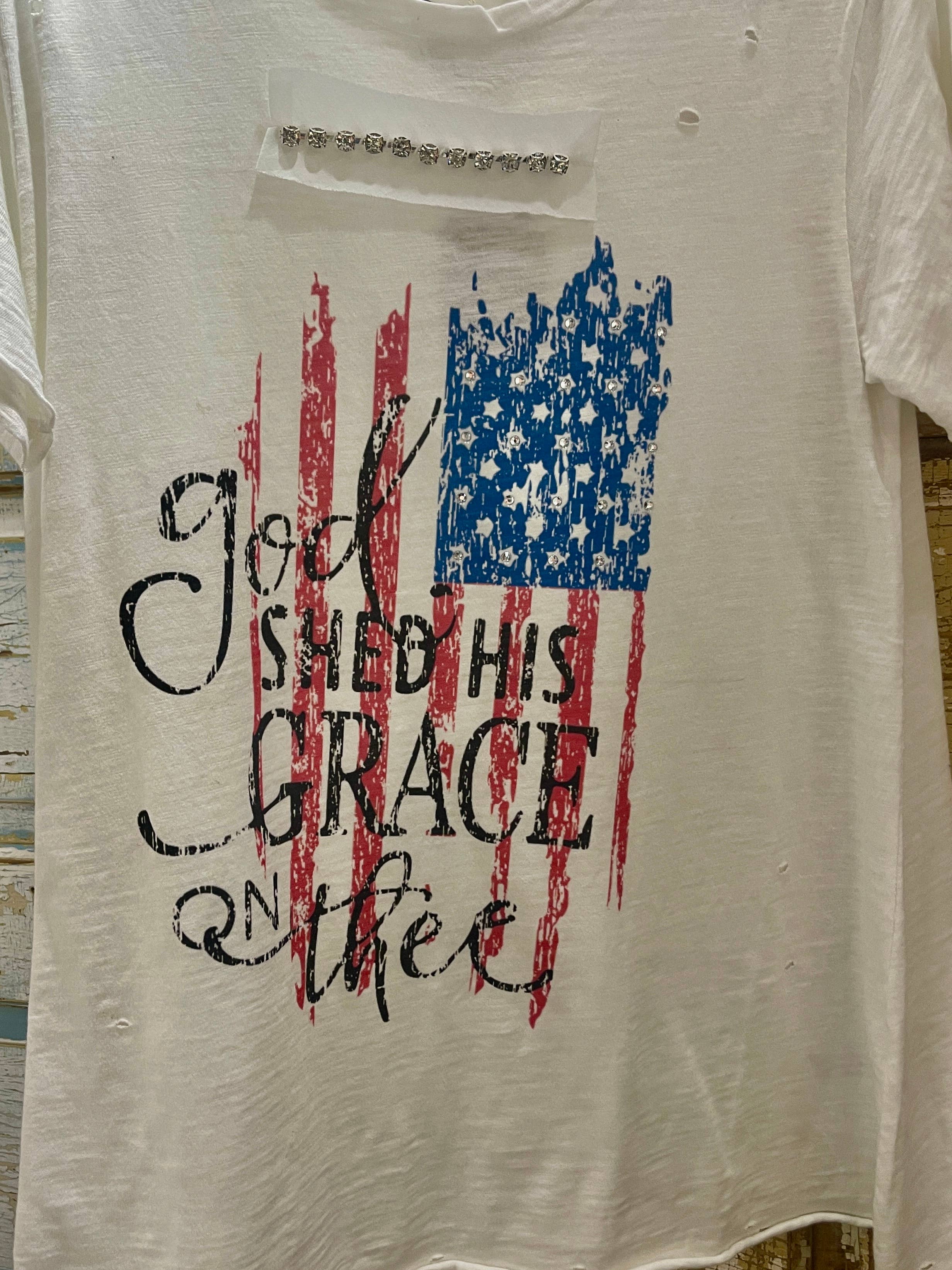God Shed His Grace on Thee Tattered Tee