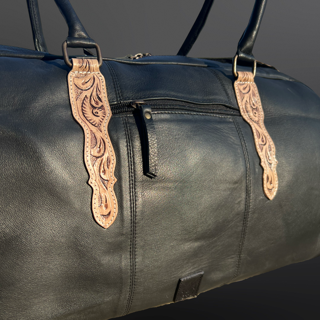Western Tooled Leather Duffle Bag