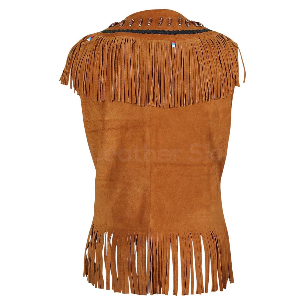Women's Suede Leather Vest with Fringes
