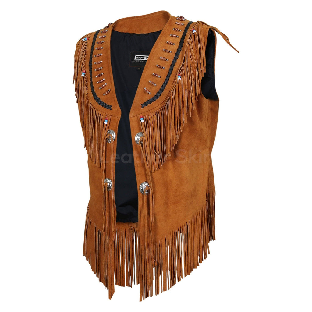 Women's Suede Leather Vest with Fringes