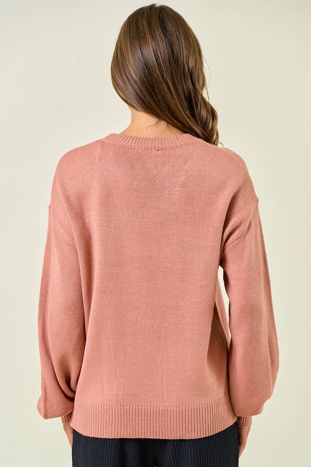 HOWDY' EMBROIDERED ROUND NECK OVERSIZED SWEATER -43995T-4