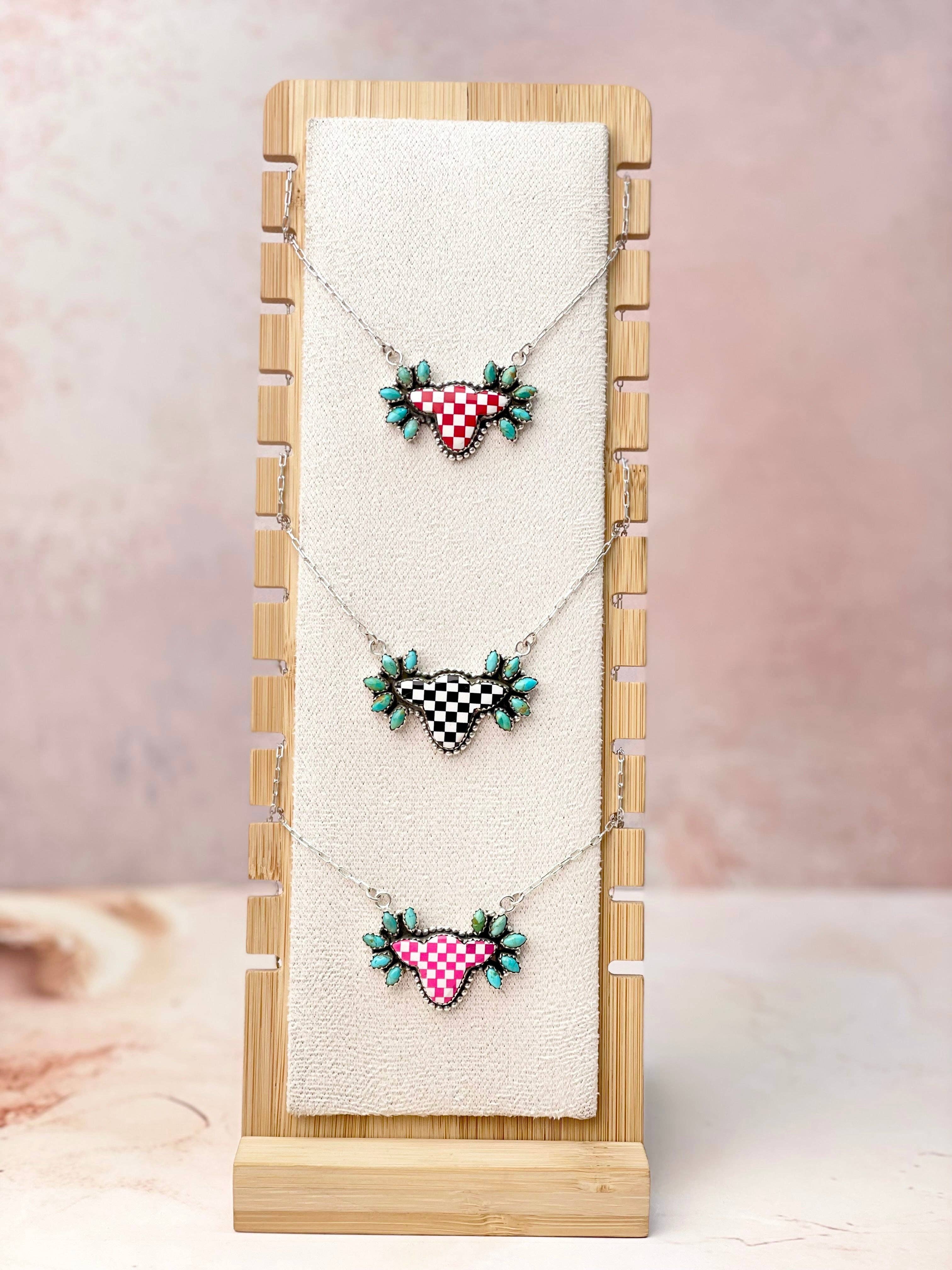 Belle's Bliss Checkered Cluster Necklaces