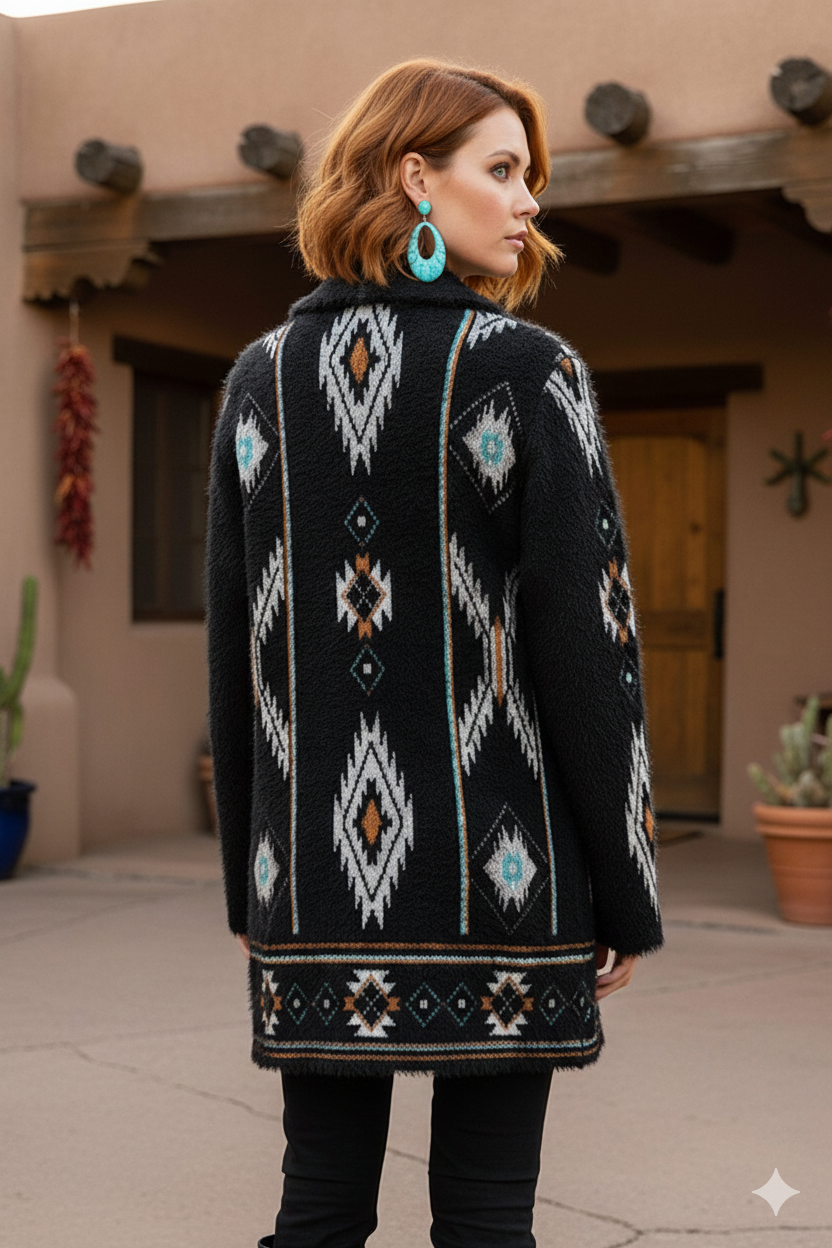 SW-711 Cozy Southwestern Inspired Cardigan