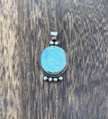 Navajo Handmade Sterling Silver Sonoran Gold Turquoise Pendant Old Look