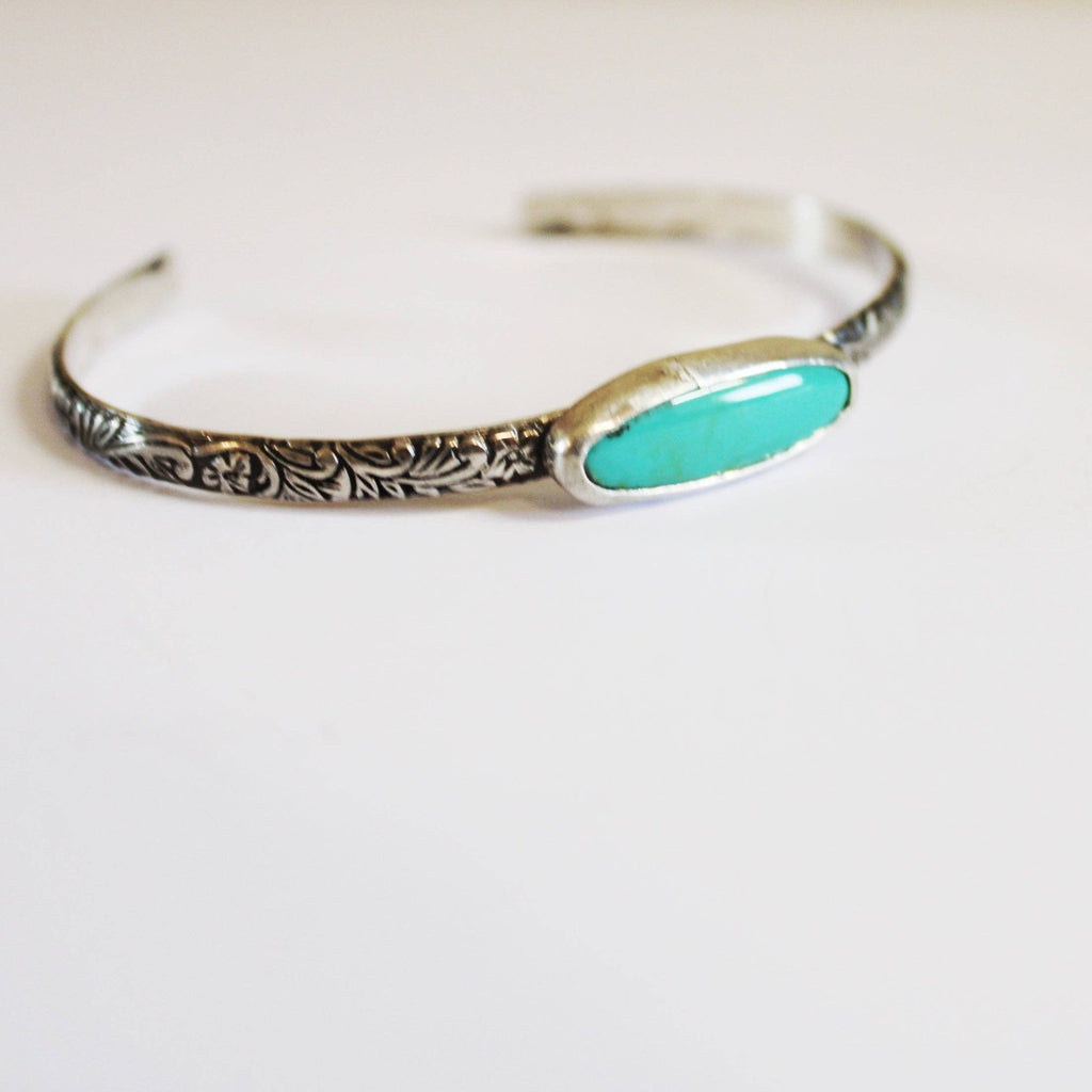 Chilean Turquoise Floral Cuff