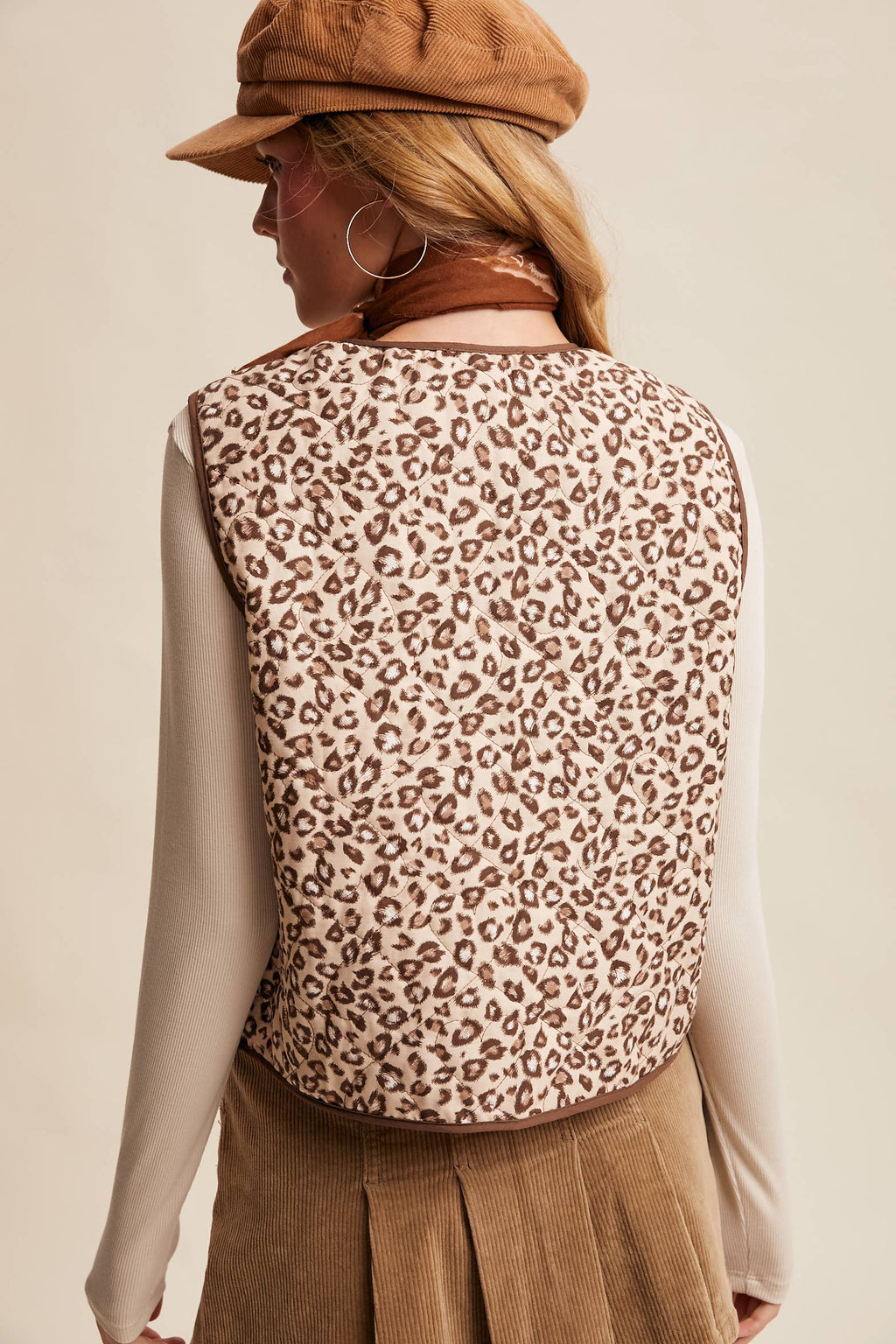 Leopard Print Quilted Vest LVT020