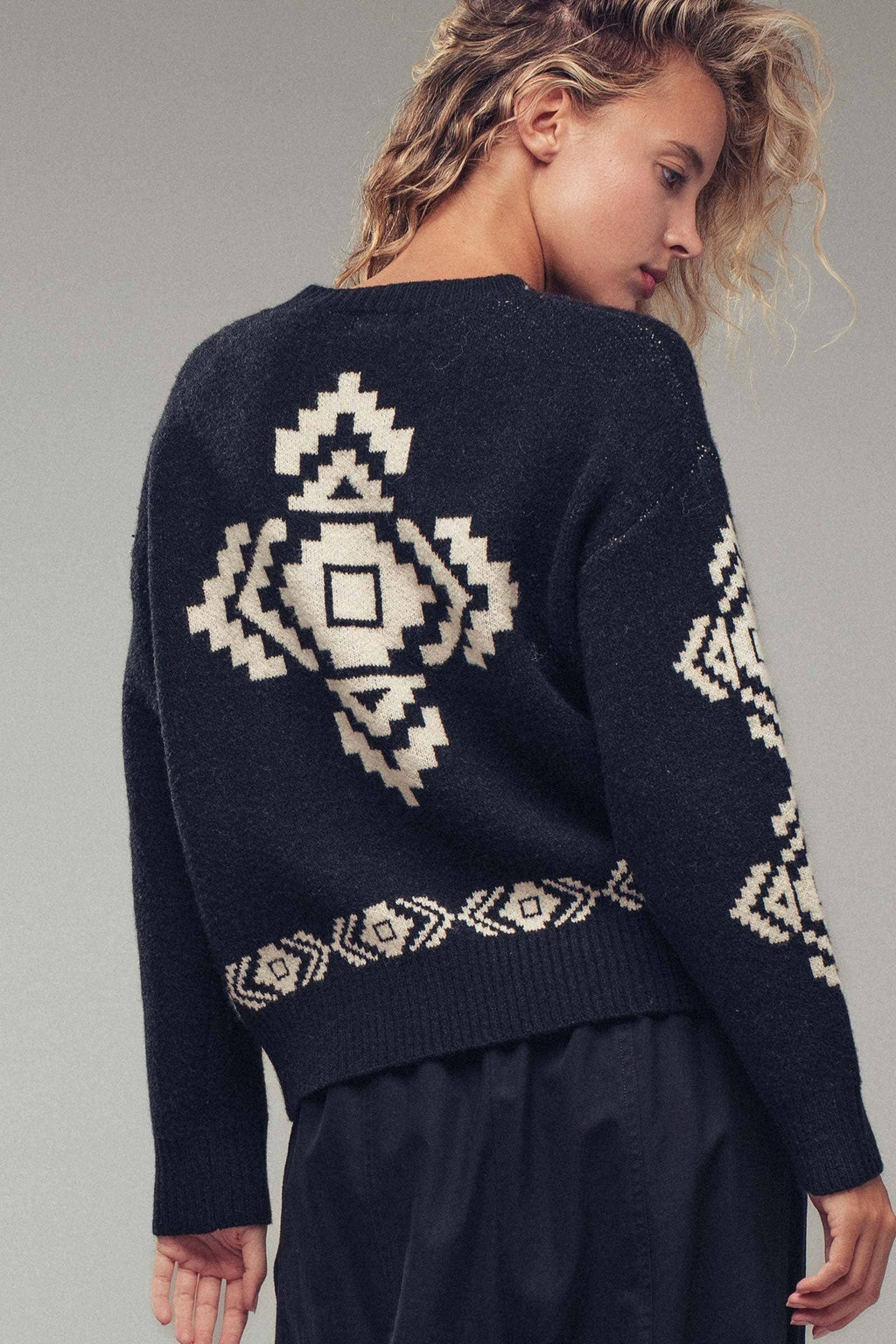 Southwestern Geometric Jacquard Sweater