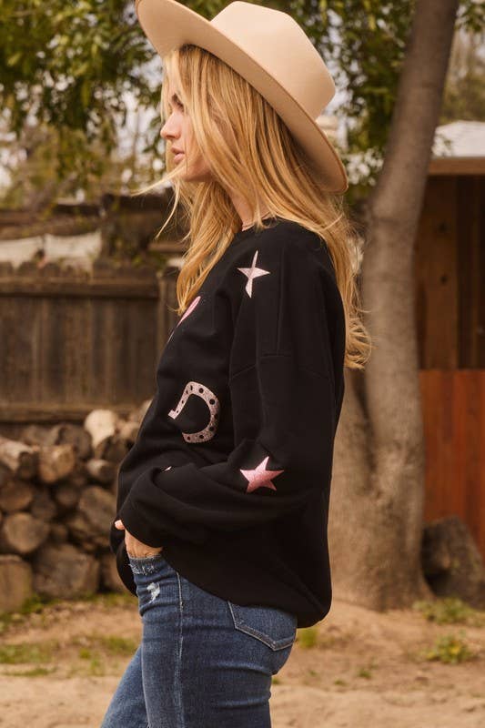 Cowboy Glitter Printed Sweatshirt