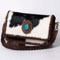 Cowhide Turquoise Concho Wallet - Braided Leather Western Bag