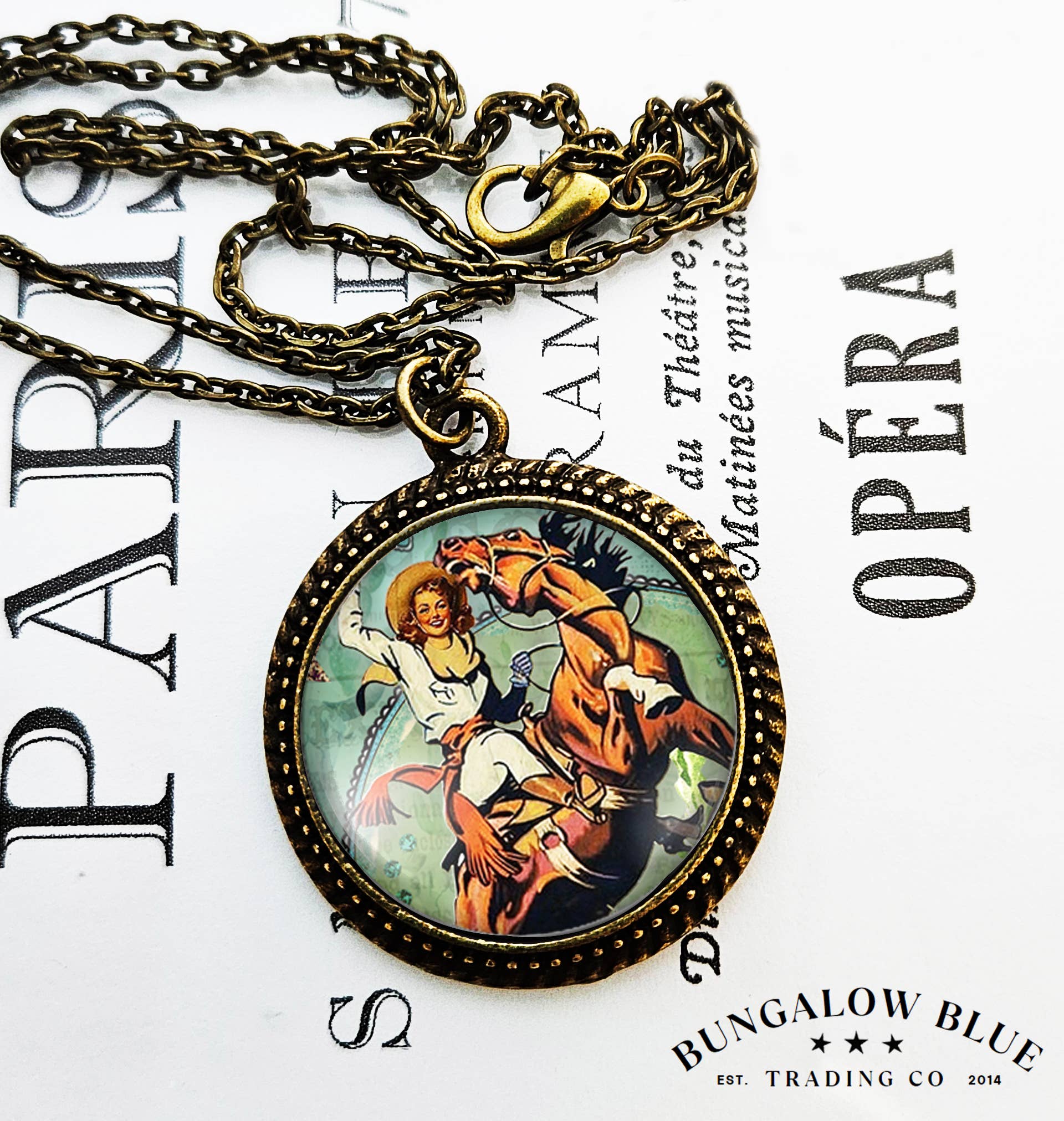 Boho Cowgirl Glass Pendant Necklace