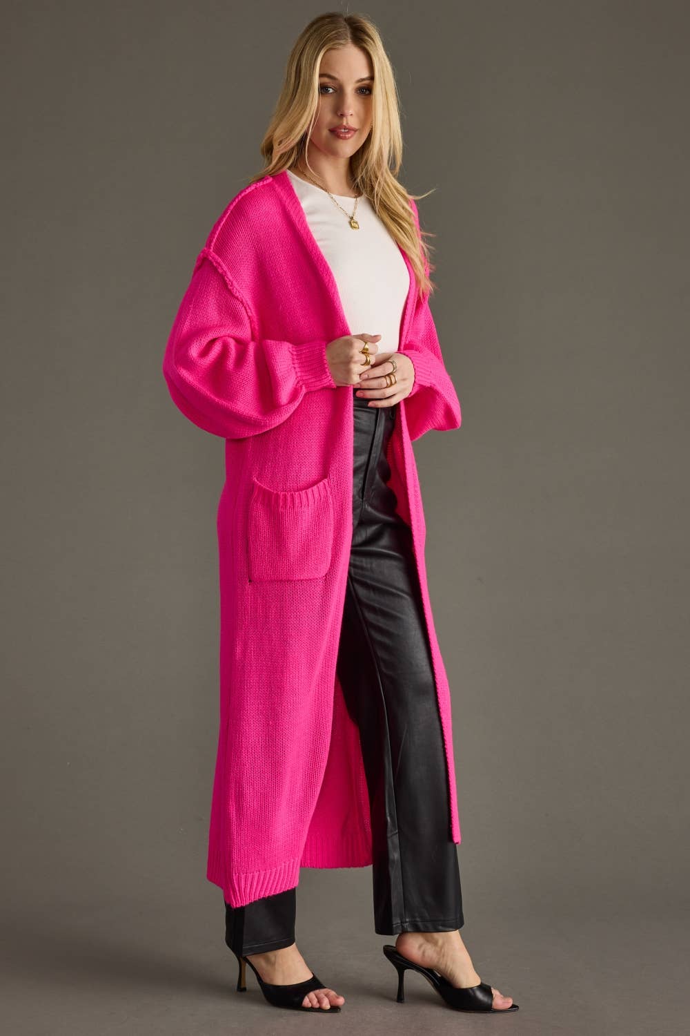 Bright Pink Duster Cardigan