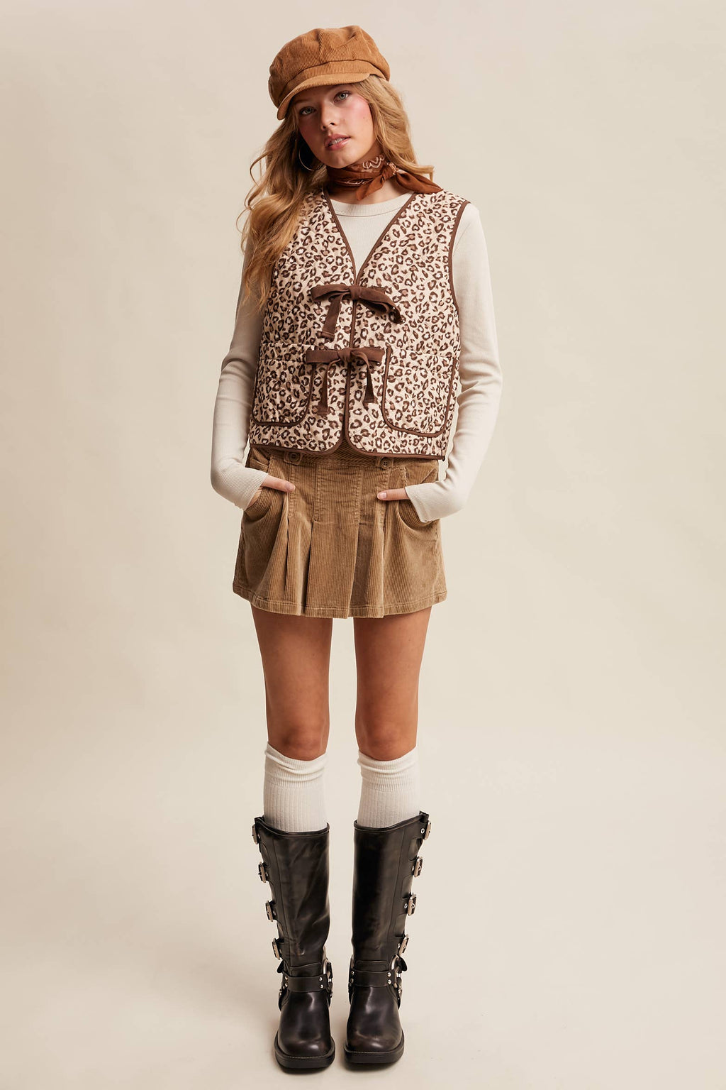 Leopard Print Quilted Vest LVT020
