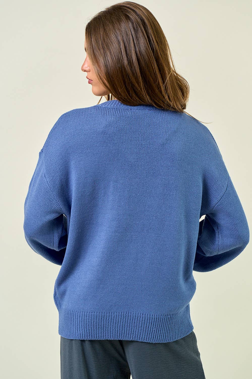 HOWDY' EMBROIDERED ROUND NECK OVERSIZED SWEATER -43995T-4